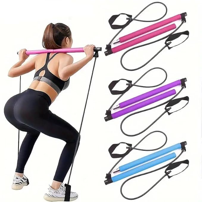 House Of Pilate v2 Premium Pilates Fitness Bar With Resistance Bands(Free Carry bag)