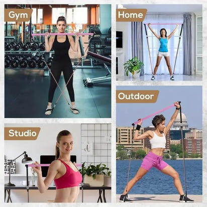 House Of Pilate v2 Premium Pilates Fitness Bar With Resistance Bands(Free Carry bag)